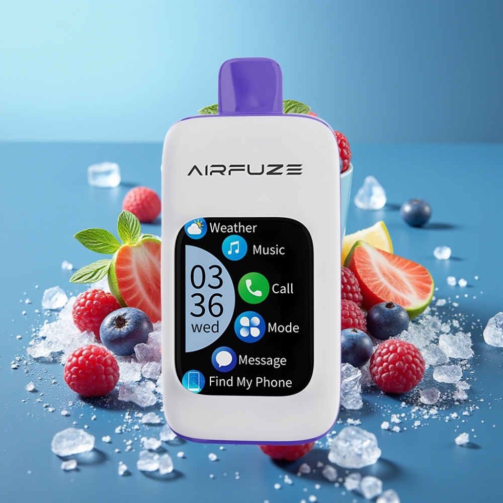 AirFuze Smart 30000 Puffs 5% Nikotin 900mAh TFT Touch Skærm Type-C Blue Razz Ice