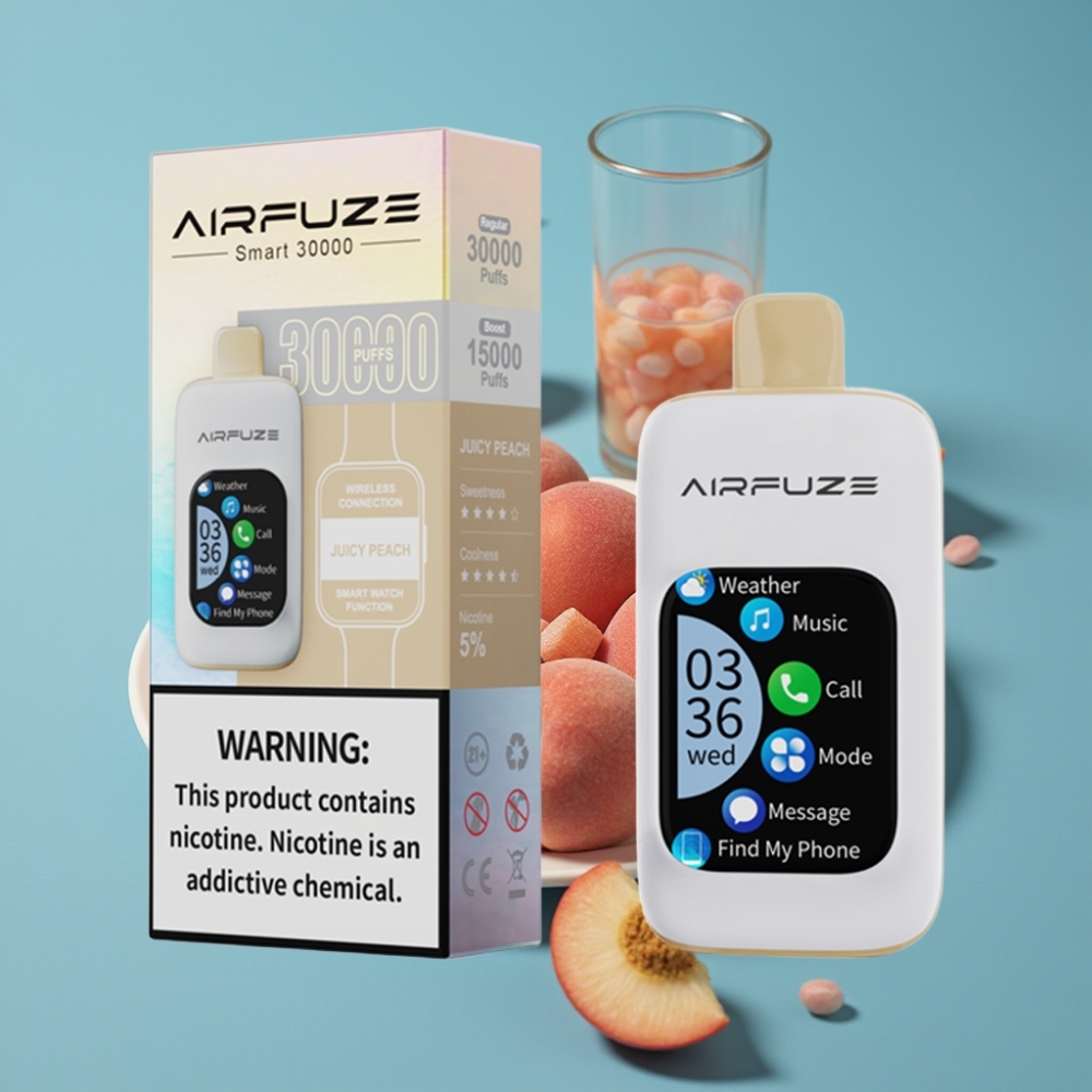 AirFuze Smart 30000 Puffs 5% Nikotin 900mAh Type-C Touch Skærm Juicy Peach